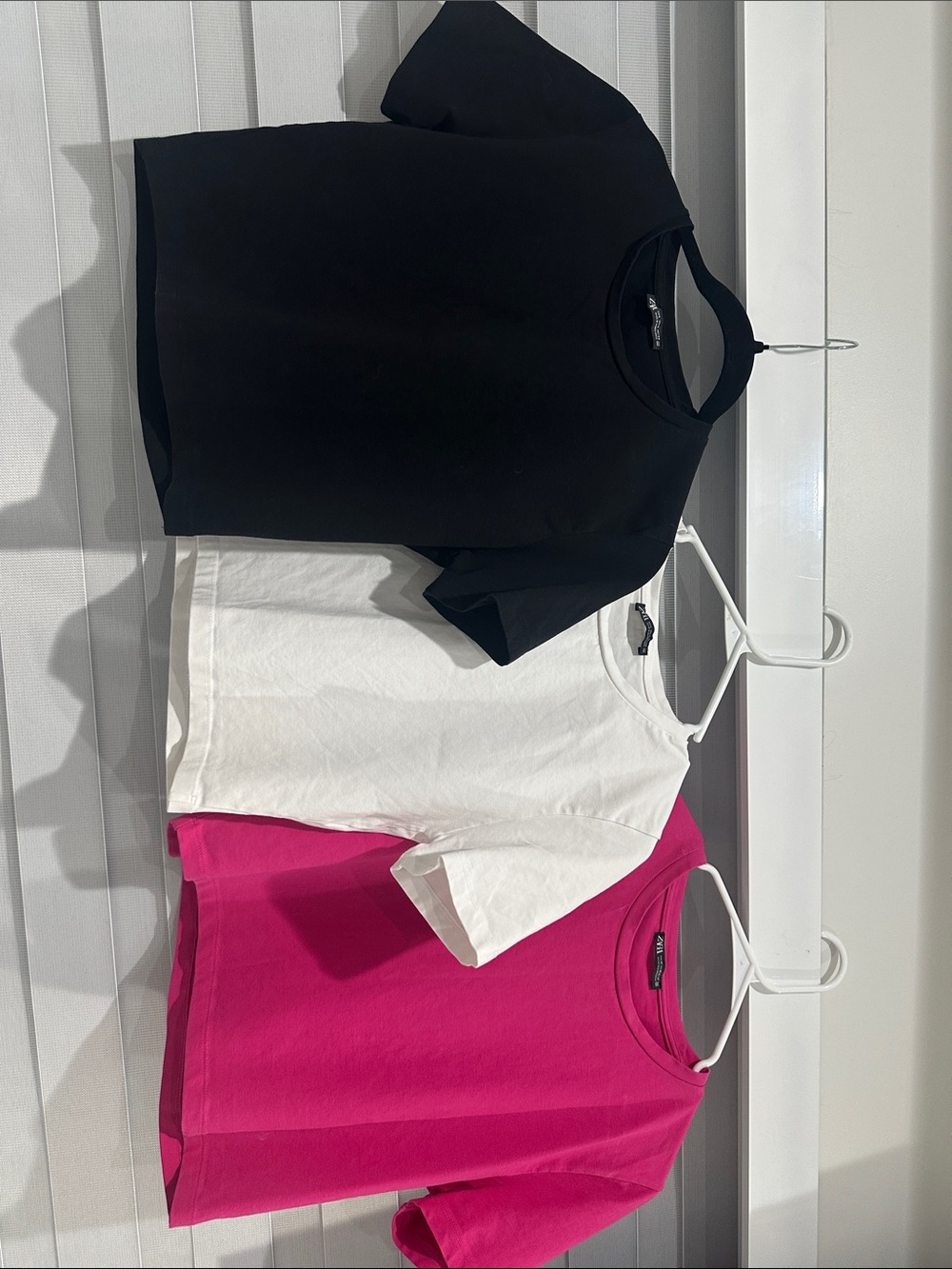 3 Zara Women’s Short Sleeve Crewneck Tee - Black, White, Hot Pink